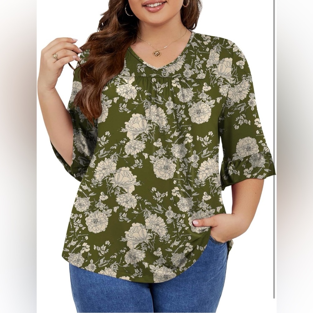 Floral Green Women's Top